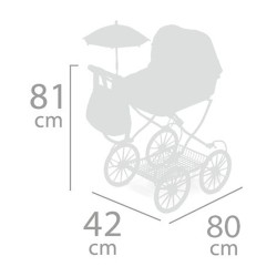 Chariot De Poupée Pliable DeCuevas Provence – Avec Parasol, Matelas, Couverture, Sac – Guidon Réglable, Dès 3 Ans