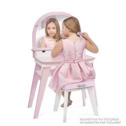 Coiffeuse en bois XL avec tabouret Sophie DeCuevas 55775 | DeCuevas Toys