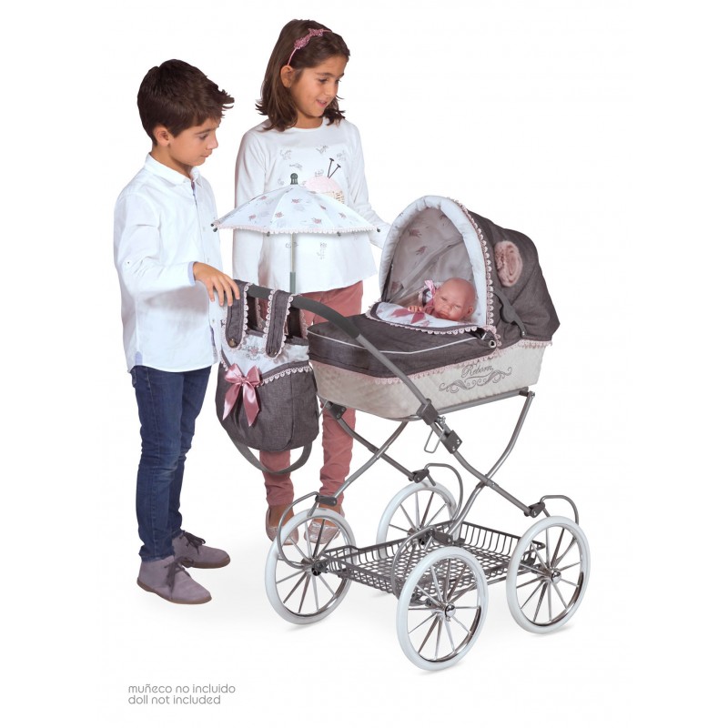 Poussette Pour Poupée Koala Pliable - Poussette Blanche Et Rose Avec Sac Et Roues En Caoutchouc - 13