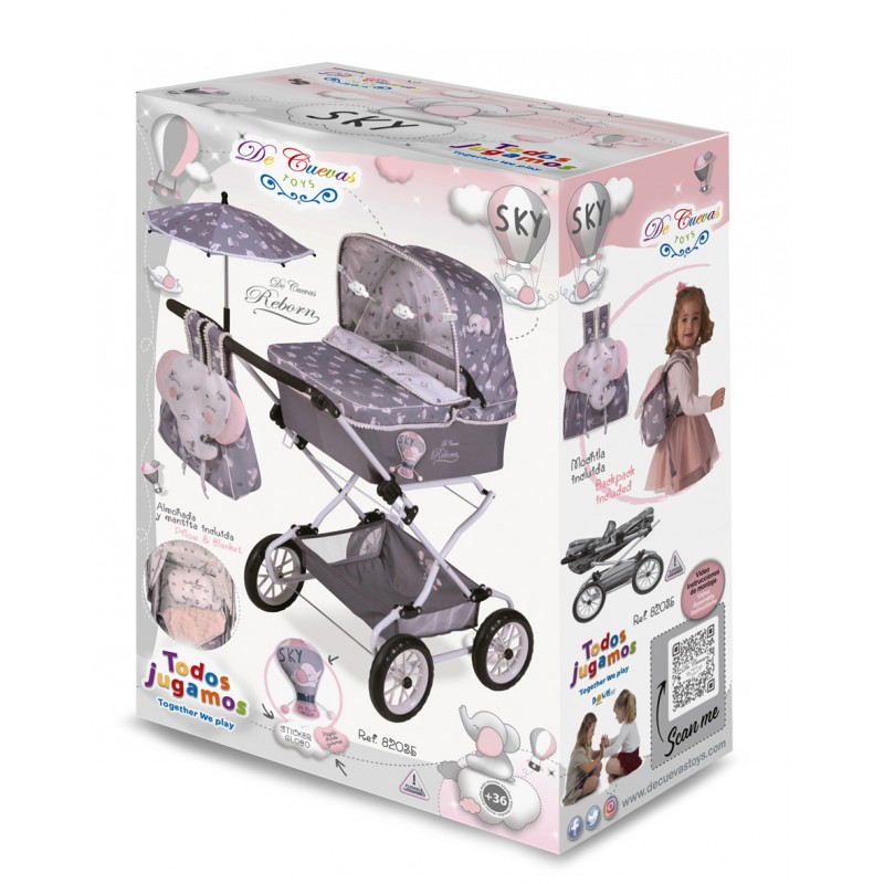 Poussette pour Poupées Gémellaire Pliante Sky DeCuevas Toys 80335