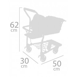 DE CUEVAS TOYS- Chariot avec Porte-bébé Ocean Fantasy DeCuevas Toys 52141,  Multicolor,1 caddie style chariot, 1 panier amovible et 1 lot de 12 fruits